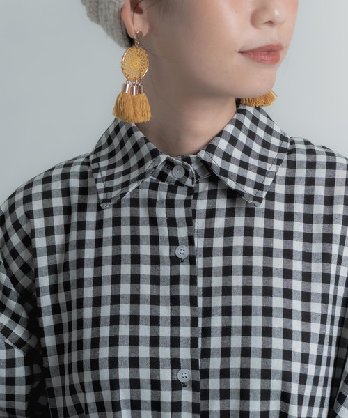 Libra Cue（リブラ キュー）の「Libra ギンガムチェックシャツワンピース（シャツワンピース・レディース・ブラック・FREE）」の13枚目の写真