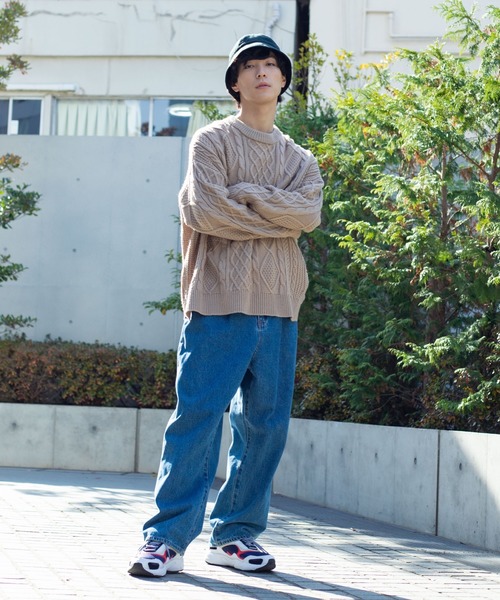 WEGO(ウィゴー)の「WEGO/サイドスリットアランビッグシルエットセーター(ニット/セーター・メンズ・ダークオレンジ/ホワイト/ブラック/ベージュ・MEDIUM/LARGE)」の15枚目の写真