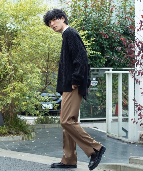 WEGO(ウィゴー)の「WEGO/サイドスリットアランビッグシルエットセーター(ニット/セーター・メンズ・ダークオレンジ/ホワイト/ブラック/ベージュ・MEDIUM/LARGE)」の12枚目の写真