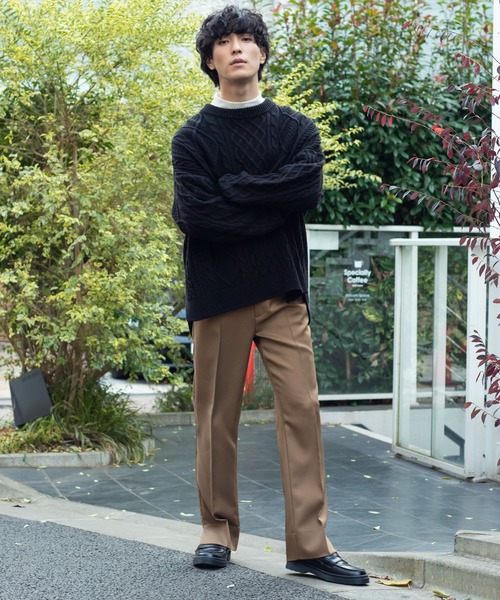 WEGO(ウィゴー)の「WEGO/サイドスリットアランビッグシルエットセーター(ニット/セーター・メンズ・ダークオレンジ/ホワイト/ブラック/ベージュ・MEDIUM/LARGE)」の13枚目の写真