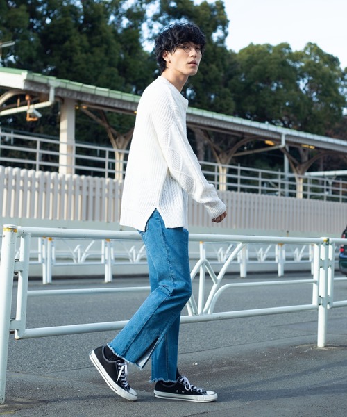 WEGO(ウィゴー)の「WEGO/サイドスリットアランビッグシルエットセーター(ニット/セーター・メンズ・ダークオレンジ/ホワイト/ブラック/ベージュ・MEDIUM/LARGE)」の10枚目の写真