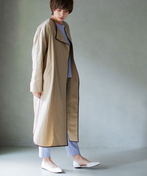 MARECHAL TERRE（マルシャルテル）の「パイピングコート（トレンチコート・レディース・ベージュ/ネイビー/ホワイト系その他・SMALL/MEDIUM）」の8枚目の写真