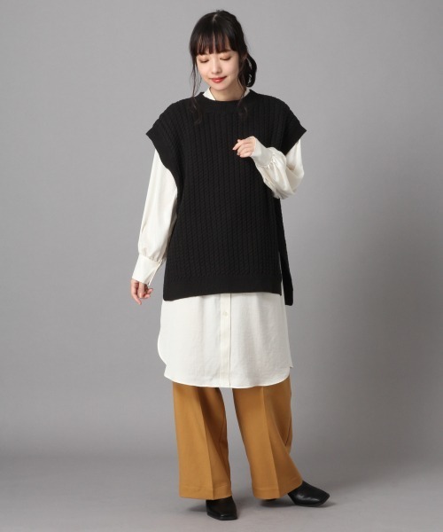 LOWRYS FARM（ローリーズファーム）の「ケーブルベスト　867315（ベスト・レディース・アイボリー/ブラック/グリーン/グレー・FREE）」の5枚目の写真