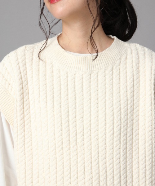 LOWRYS FARM（ローリーズファーム）の「ケーブルベスト　867315（ベスト・レディース・アイボリー/ブラック/グリーン/グレー・FREE）」の8枚目の写真