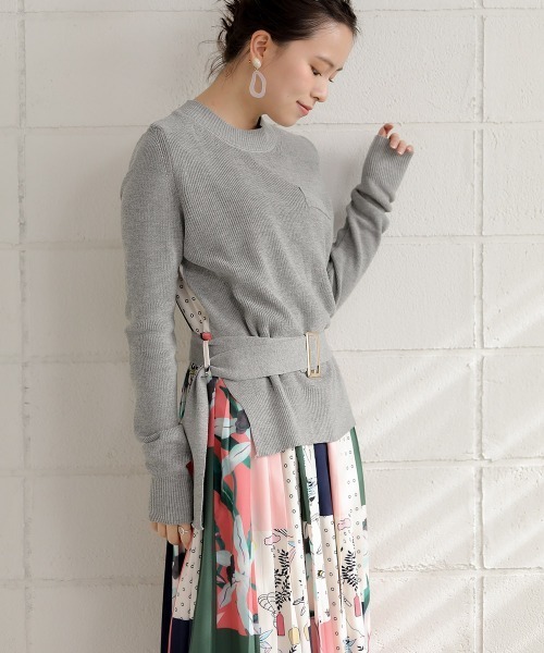 Bou Jeloud（ブージュルード）の「◇異素材切り替え◇ニット×柄