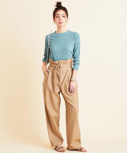 ビューティーアンドユース　ユナイテッドアローズ　七分袖　リブニット　ピンク BEAUTY&YOUTH UNITED ARROWS（ビューティーアンドユース