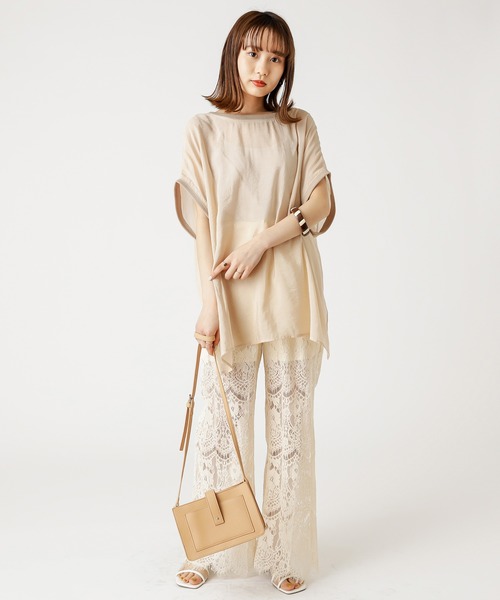 mystic（ミスティック）の「シアー布帛Tシャツ（Tシャツ/カットソー・レディース・ライトグレー/ブラック/ベージュ・FREE）」の8枚目の写真