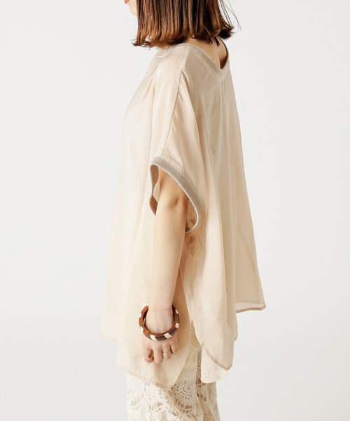 mystic（ミスティック）の「シアー布帛Tシャツ（Tシャツ/カットソー・レディース・ライトグレー/ブラック/ベージュ・FREE）」の5枚目の写真