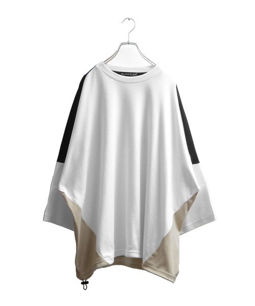 MinoriTY（マイノリティ）の「メンズ半端袖切替ドルマンスリーブビッグシルエットTシャツ（Tシャツ/カットソー・メンズ・ホワイト/ベージュ/ブラック・FREE）」の19枚目の写真