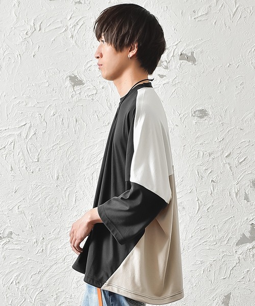 MinoriTY（マイノリティ）の「メンズ半端袖切替ドルマンスリーブビッグシルエットTシャツ（Tシャツ/カットソー・メンズ・ホワイト/ベージュ/ブラック・FREE）」の22枚目の写真