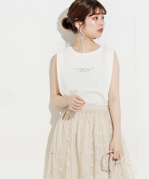 natural couture(ナチュラルクチュール)の「ちびロゴノースリT(Tシャツ/カットソー・レディース・オフホワイト/ミント/モカ/スミクロ・FREE)」の8枚目の写真