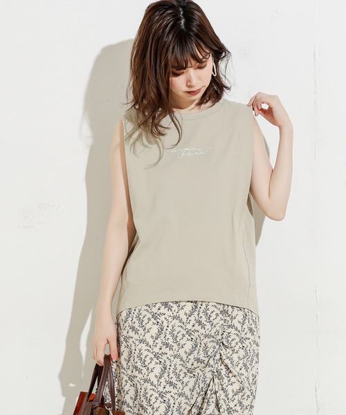 natural couture(ナチュラルクチュール)の「ちびロゴノースリT(Tシャツ/カットソー・レディース・オフホワイト/ミント/モカ/スミクロ・FREE)」の14枚目の写真