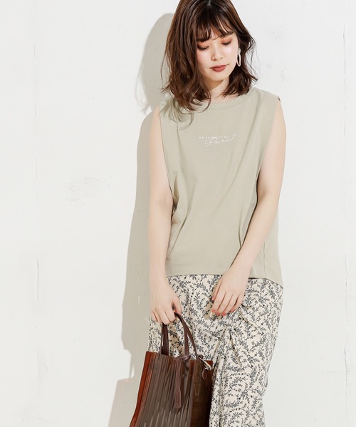 natural couture(ナチュラルクチュール)の「ちびロゴノースリT(Tシャツ/カットソー・レディース・オフホワイト/ミント/モカ/スミクロ・FREE)」の12枚目の写真