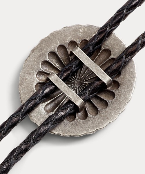 新品꧁レア꧂RRL／レザートリム／雄牛／ハンドメイドタイ／ブラック／Italy製 ブレーデッド レザー ボロ タイ（その他小物）｜RRL（ダブル アール