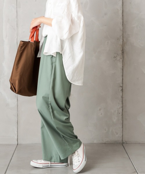 PUAL CE CIN(ピュアルセシン)の「ゆるっとボトムワイド(その他パンツ・レディース・グリーン/ベージュ/ネイビー/カーキ・FREE)」の1枚目の写真