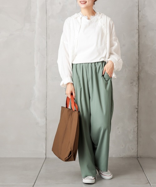 PUAL CE CIN(ピュアルセシン)の「ゆるっとボトムワイド(その他パンツ・レディース・グリーン/ベージュ/ネイビー/カーキ・FREE)」の16枚目の写真