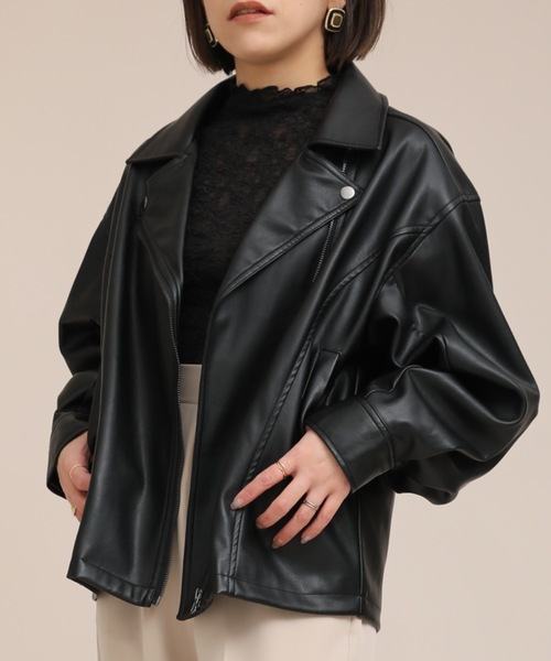 ap retro（アプレトロ）の「フェイクレザーライダースブルゾン【ZOZOTOWN限定商品】（ブルゾン・レディース・アイボリー/ブラック/ブラウン・FREE）」の3枚目の写真