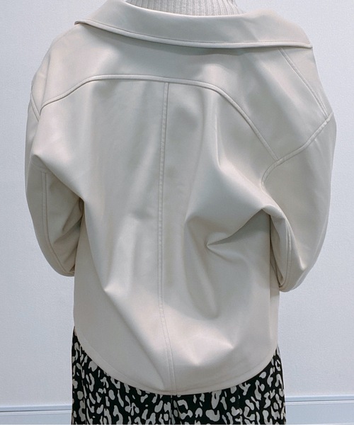 ap retro（アプレトロ）の「フェイクレザーライダースブルゾン【ZOZOTOWN限定商品】（ブルゾン・レディース・アイボリー/ブラック/ブラウン・FREE）」の9枚目の写真