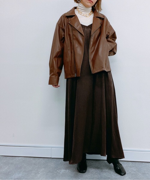 ap retro（アプレトロ）の「フェイクレザーライダースブルゾン【ZOZOTOWN限定商品】（ブルゾン・レディース・アイボリー/ブラック/ブラウン・FREE）」の22枚目の写真