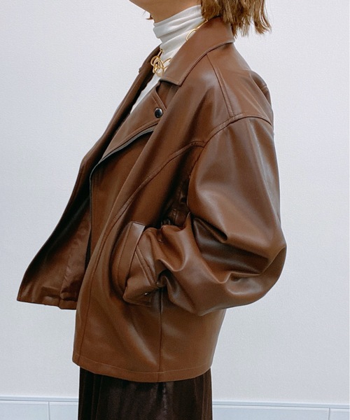 ap retro（アプレトロ）の「フェイクレザーライダースブルゾン【ZOZOTOWN限定商品】（ブルゾン・レディース・アイボリー/ブラック/ブラウン・FREE）」の18枚目の写真