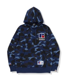 BAPE X RUSSELL COLOR CAMO COLLEGE PULLOVER HOODIE