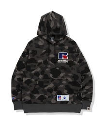 BAPE X RUSSELL COLOR CAMO COLLEGE PULLOVER HOODIE