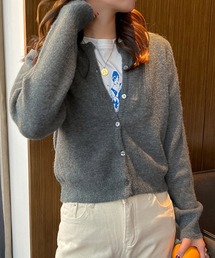 【non-no1.2月合併号掲載/ドラマ衣装提/供低身長・小柄さんサイズ】レディース 中厚手ミディレトロカラーニットカーディガン ショート丈