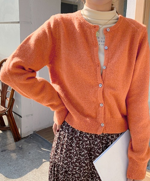 DAY CLOSET（デイ クローゼット）の「【non-no1.2月合併号掲載/低身長・小柄さんサイズ】レディース 中厚手ミディレトロカラーニットカーディガン ショート丈（カーディガン/ボレロ・レディース・ブラック/イエロー/ダークブラウン/モカ/アイボリー/グレー/ワイン/プラム/パープル/オレンジ/ピンク系その他・ONE SIZE）」の11枚目の写真