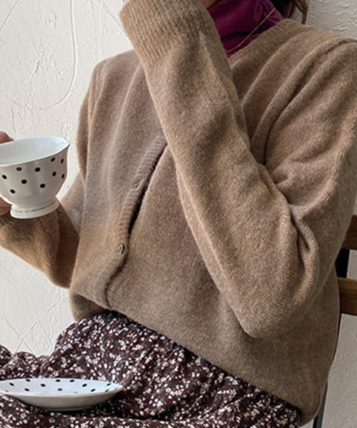 DAY CLOSET（デイ クローゼット）の「【non-no1.2月合併号掲載/低身長・小柄さんサイズ】レディース 中厚手ミディレトロカラーニットカーディガン ショート丈（カーディガン/ボレロ・レディース・ブラック/イエロー/ダークブラウン/モカ/アイボリー/グレー/ワイン/プラム/パープル/オレンジ/ピンク系その他・ONE SIZE）」の15枚目の写真