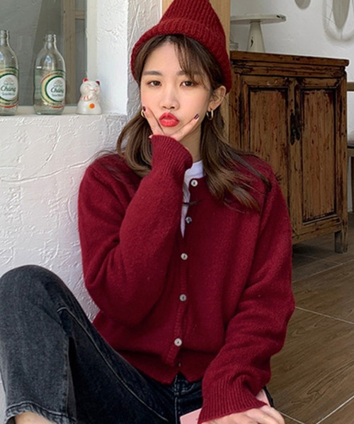 DAY CLOSET（デイ クローゼット）の「【non-no1.2月合併号掲載/低身長・小柄さんサイズ】レディース 中厚手ミディレトロカラーニットカーディガン ショート丈（カーディガン/ボレロ・レディース・ブラック/イエロー/ダークブラウン/モカ/アイボリー/グレー/ワイン/プラム/パープル/オレンジ/ピンク系その他・ONE SIZE）」の21枚目の写真