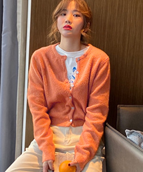 DAY CLOSET（デイ クローゼット）の「【non-no1.2月合併号掲載/低身長・小柄さんサイズ】レディース 中厚手ミディレトロカラーニットカーディガン ショート丈（カーディガン/ボレロ・レディース・ブラック/イエロー/ダークブラウン/モカ/アイボリー/グレー/ワイン/プラム/パープル/オレンジ/ピンク系その他・ONE SIZE）」の22枚目の写真