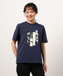 丸首プリントTシャツ