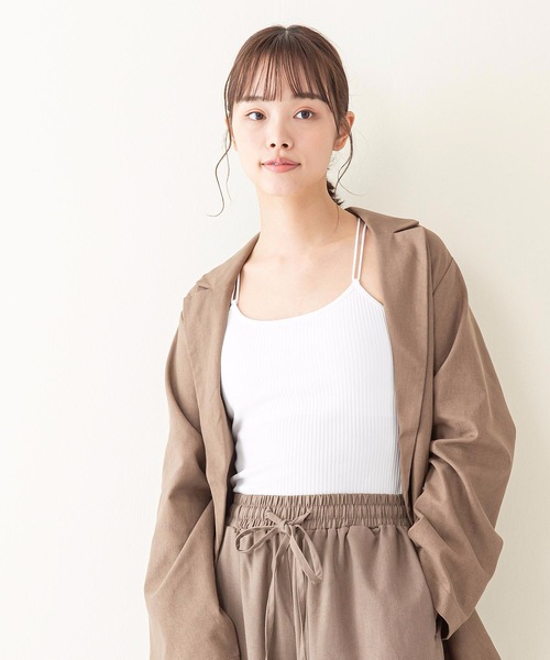 INNOCENT BLUE(イノセントブルー)の「【innocent blue/イノセントブルー】バックレースカップ付キャミソール 肉感ストレッチテレコリブ使用(タンクトップ・レディース・ブラック/ベージュ/オフホワイト/ライトブラウン・MEDIUM)」の1枚目の写真