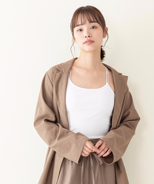 INNOCENT BLUE(イノセントブルー)の「【innocent blue/イノセントブルー】バックレースカップ付キャミソール 肉感ストレッチテレコリブ使用(タンクトップ・レディース・ブラック/ベージュ/オフホワイト/ライトブラウン・MEDIUM)」の8枚目の写真