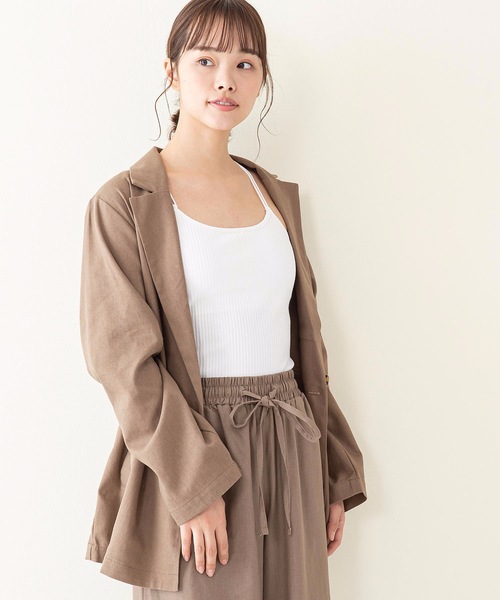 INNOCENT BLUE(イノセントブルー)の「【innocent blue/イノセントブルー】バックレースカップ付キャミソール 肉感ストレッチテレコリブ使用(タンクトップ・レディース・ブラック/ベージュ/オフホワイト/ライトブラウン・MEDIUM)」の9枚目の写真