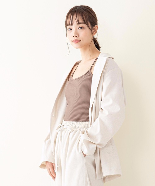 INNOCENT BLUE(イノセントブルー)の「【innocent blue/イノセントブルー】バックレースカップ付キャミソール 肉感ストレッチテレコリブ使用(タンクトップ・レディース・ブラック/ベージュ/オフホワイト/ライトブラウン・MEDIUM)」の18枚目の写真