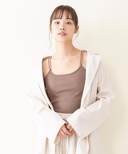 INNOCENT BLUE(イノセントブルー)の「【innocent blue/イノセントブルー】バックレースカップ付キャミソール 肉感ストレッチテレコリブ使用(タンクトップ・レディース・ブラック/ベージュ/オフホワイト/ライトブラウン・MEDIUM)」の19枚目の写真