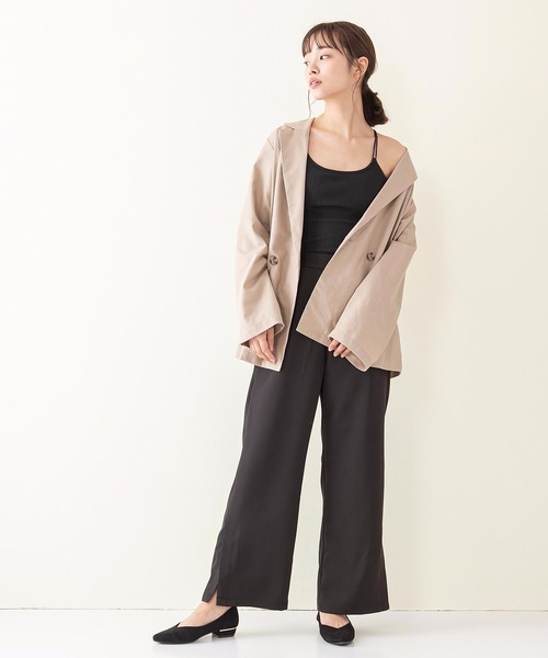 INNOCENT BLUE(イノセントブルー)の「【innocent blue/イノセントブルー】バックレースカップ付キャミソール 肉感ストレッチテレコリブ使用(タンクトップ・レディース・ブラック/ベージュ/オフホワイト/ライトブラウン・MEDIUM)」の11枚目の写真