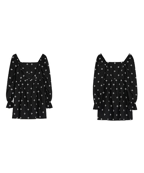 Fano Studios（ファノ ストゥディオズ）の「【Fano Studios】Square neck floral embroidery short dress FC21L009（ワンピース・レディース・ブラック・L/S/M）」の13枚目の写真