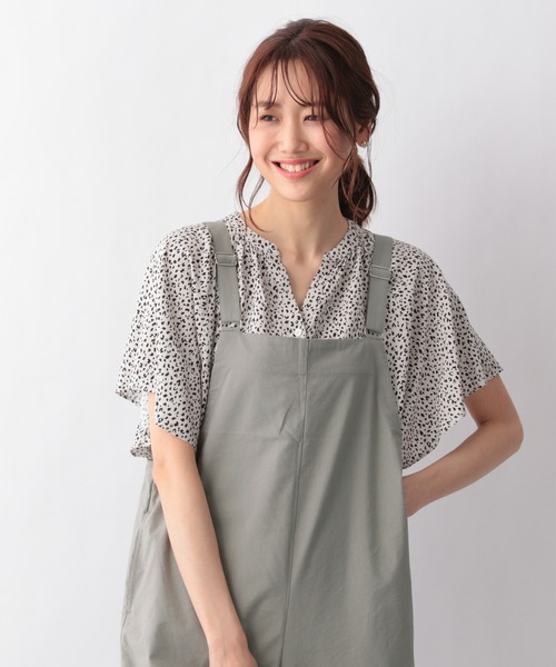 GLOBAL WORK（グローバルワーク）の「さらさらリラックスプリントブラウス半袖/934177（シャツ/ブラウス・レディース・ホワイト/ライトグレー/ブラック/ベージュ/ネイビー/オフホワイト/その他/ダークグレー/アイボリー/ダークブルー/ホワイト系その他2/ブルー/グレー系その他/グリーン系その他3/イエロー系その他/ホワイト系その他3・SMALL/MEDIUM/LARGE）」の10枚目の写真