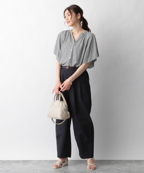 GLOBAL WORK（グローバルワーク）の「さらさらリラックスプリントブラウス半袖/934177（シャツ/ブラウス・レディース・ホワイト/ライトグレー/ブラック/ベージュ/ネイビー/オフホワイト/その他/ダークグレー/アイボリー/ダークブルー/ホワイト系その他2/ブルー/グレー系その他/グリーン系その他3/イエロー系その他/ホワイト系その他3・SMALL/MEDIUM/LARGE）」の17枚目の写真