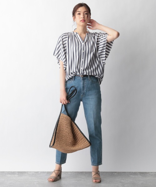 GLOBAL WORK（グローバルワーク）の「さらさらリラックスプリントブラウス半袖/934177（シャツ/ブラウス・レディース・ホワイト/ライトグレー/ブラック/ベージュ/ネイビー/オフホワイト/その他/ダークグレー/アイボリー/ダークブルー/ホワイト系その他2/ブルー/グレー系その他/グリーン系その他3/イエロー系その他/ホワイト系その他3・SMALL/MEDIUM/LARGE）」の18枚目の写真