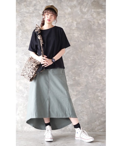 zootie（ズーティー）の「コットンカットソー［半袖/無地］（Tシャツ/カットソー・レディース・ライトグレー/ダークラベンダー/チャコール/ブラック/ベージュ系その他/ホワイト・L/M/LL）」の13枚目の写真