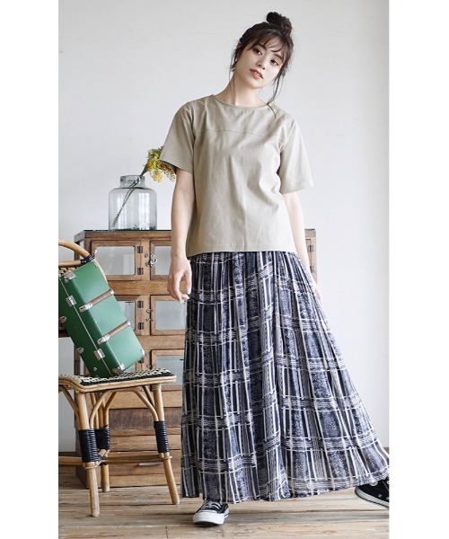 zootie（ズーティー）の「コットンカットソー［半袖/無地］（Tシャツ/カットソー・レディース・ライトグレー/ダークラベンダー/チャコール/ブラック/ベージュ系その他/ホワイト・L/M/LL）」の12枚目の写真