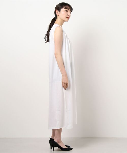 希少新品⭐ランバンオンブルー☆リボン✫ブローチ付き ワンピース 38 ホワイト LANVIN en Bleu（ランバンオンブルー）の「リボンブローチカット