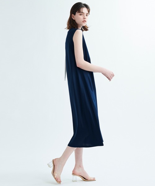 希少新品⭐ランバンオンブルー☆リボン✫ブローチ付き ワンピース 38 ホワイト LANVIN en Bleu（ランバンオンブルー）の「リボンブローチカット