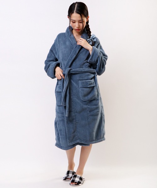 FUNALIVE（ファンアライブ）の「ORIGINLIFE マイクロファイバー バスローブ（ガウン/バスローブ・レディース・ネイビー/ブラウン/ピンク/グリーン/ラベンダー/グレー/ブラック/クリーム/ダークグリーン/ブルー/桜・FREE）」の7枚目の写真