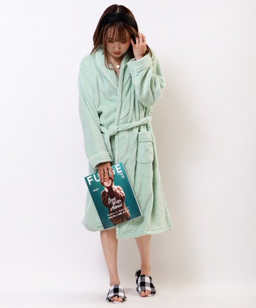 FUNALIVE（ファンアライブ）の「ORIGINLIFE マイクロファイバー バスローブ（ガウン/バスローブ・レディース・ネイビー/ブラウン/ピンク/グリーン/ラベンダー/グレー/ブラック/クリーム/ダークグリーン/ブルー/桜・FREE）」の17枚目の写真
