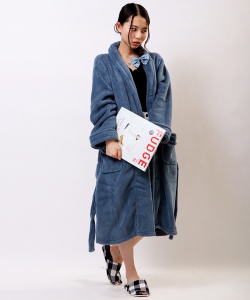 FUNALIVE（ファンアライブ）の「ORIGINLIFE マイクロファイバー バスローブ（ガウン/バスローブ・レディース・ネイビー/ブラウン/ピンク/グリーン/ラベンダー/グレー/ブラック/クリーム/ダークグリーン/ブルー/桜・FREE）」の22枚目の写真