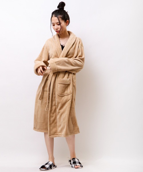 FUNALIVE（ファンアライブ）の「ORIGINLIFE マイクロファイバー バスローブ（ガウン/バスローブ・レディース・ネイビー/ブラウン/ピンク/グリーン/ラベンダー/グレー/ブラック/クリーム/ダークグリーン/ブルー/桜・FREE）」の13枚目の写真